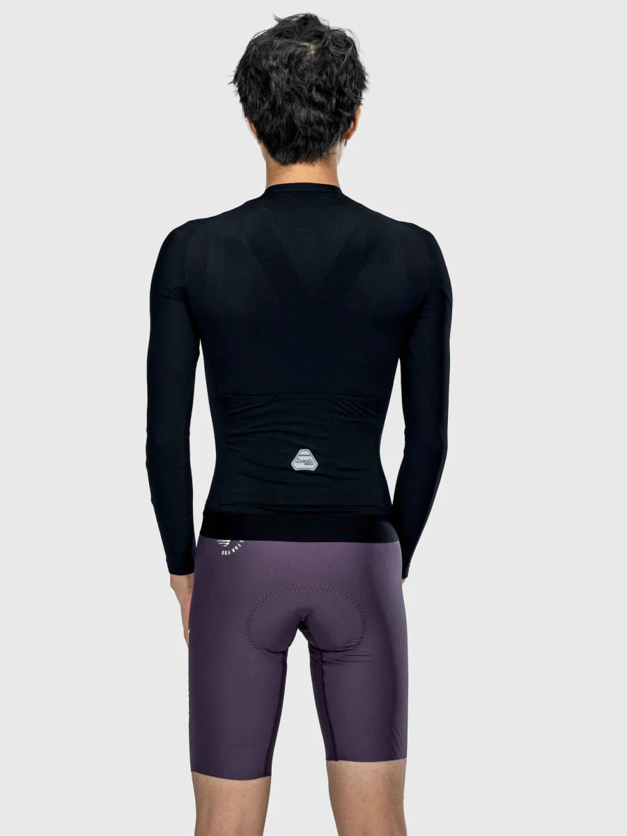 Silver Men's Cycling Jersey Long Sleeve - Black