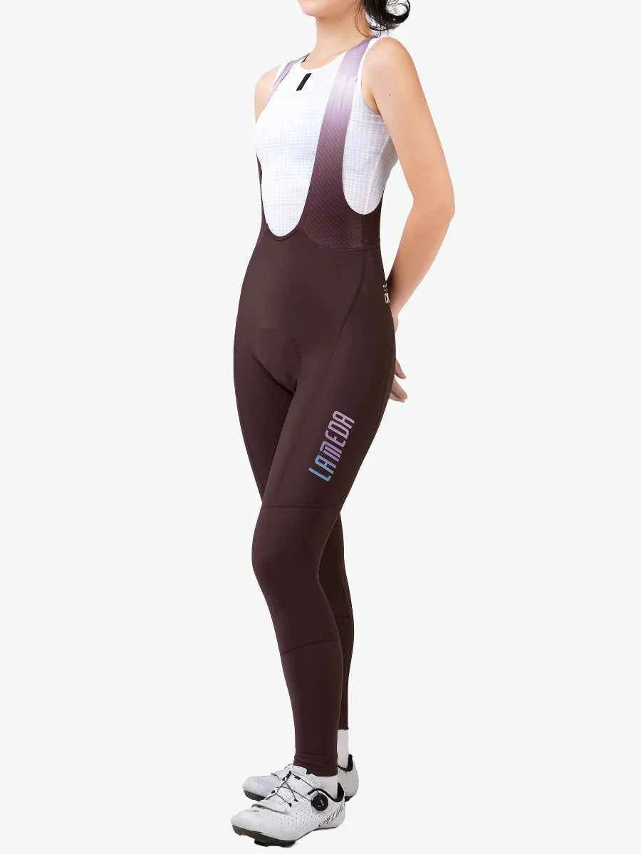 Sunset Women's Thermal Fleeced Bib Tights - Reddish Brown