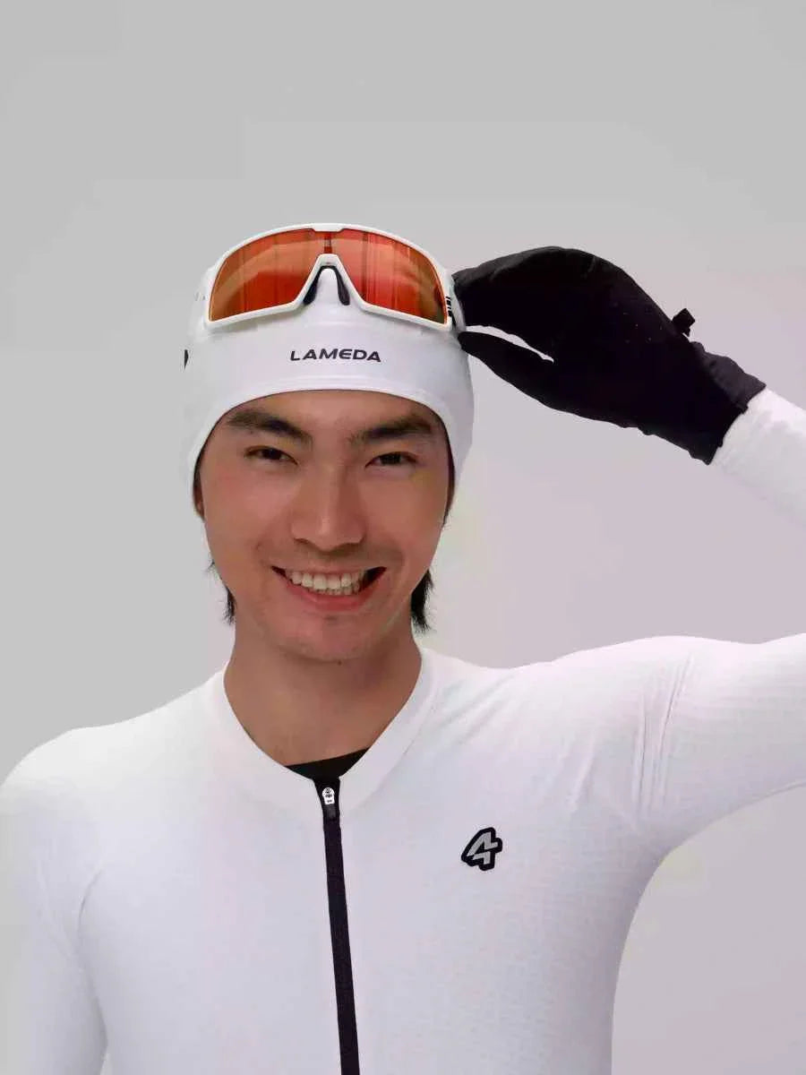 Thermal Beanie for Under Bike Helmet - White