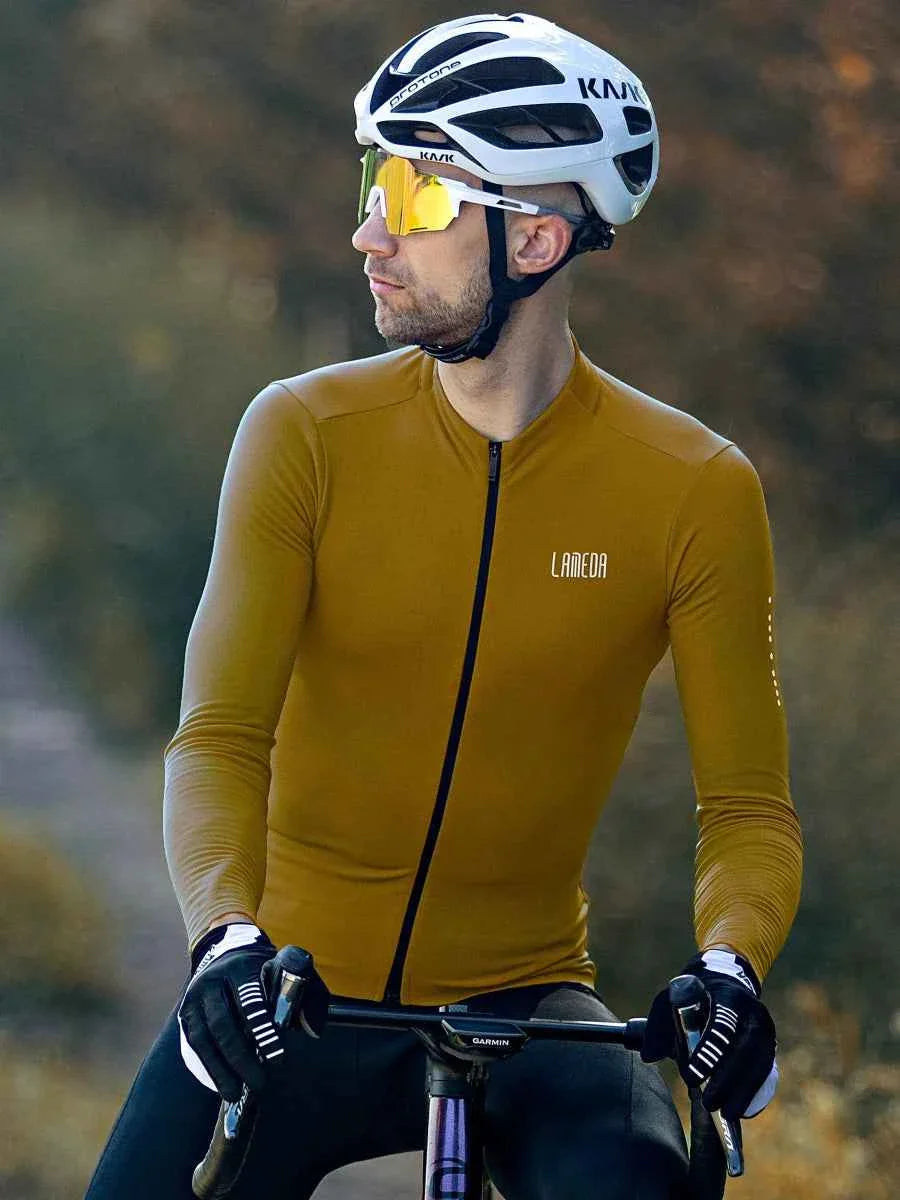 Transcend Men's Fleeced Thermal Jersey - Ochre Yellow