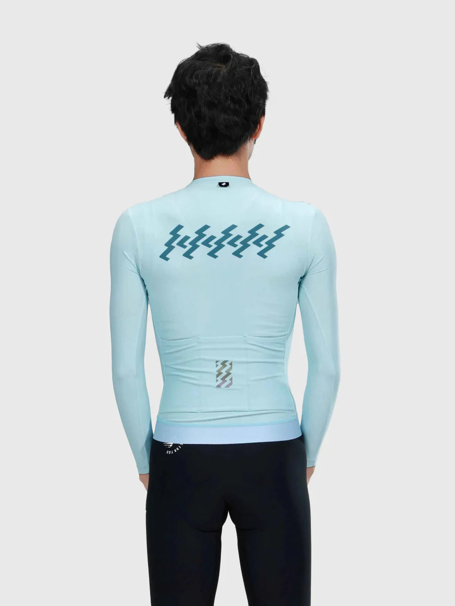 Verde Men Cycling Jersey Long Sleeve - Mediterranean Blue
