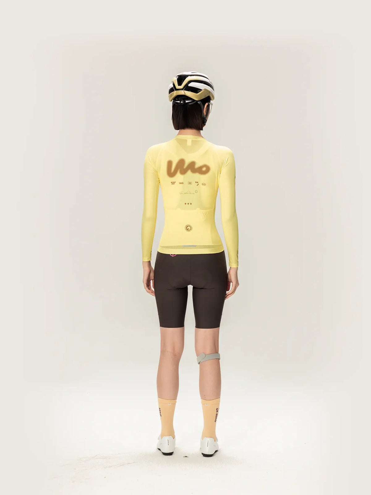 Yellow long-sleeved wow unisex jersey 2026ssz898 with brown mo logo and subtle graphics for lameda women’s cycling
