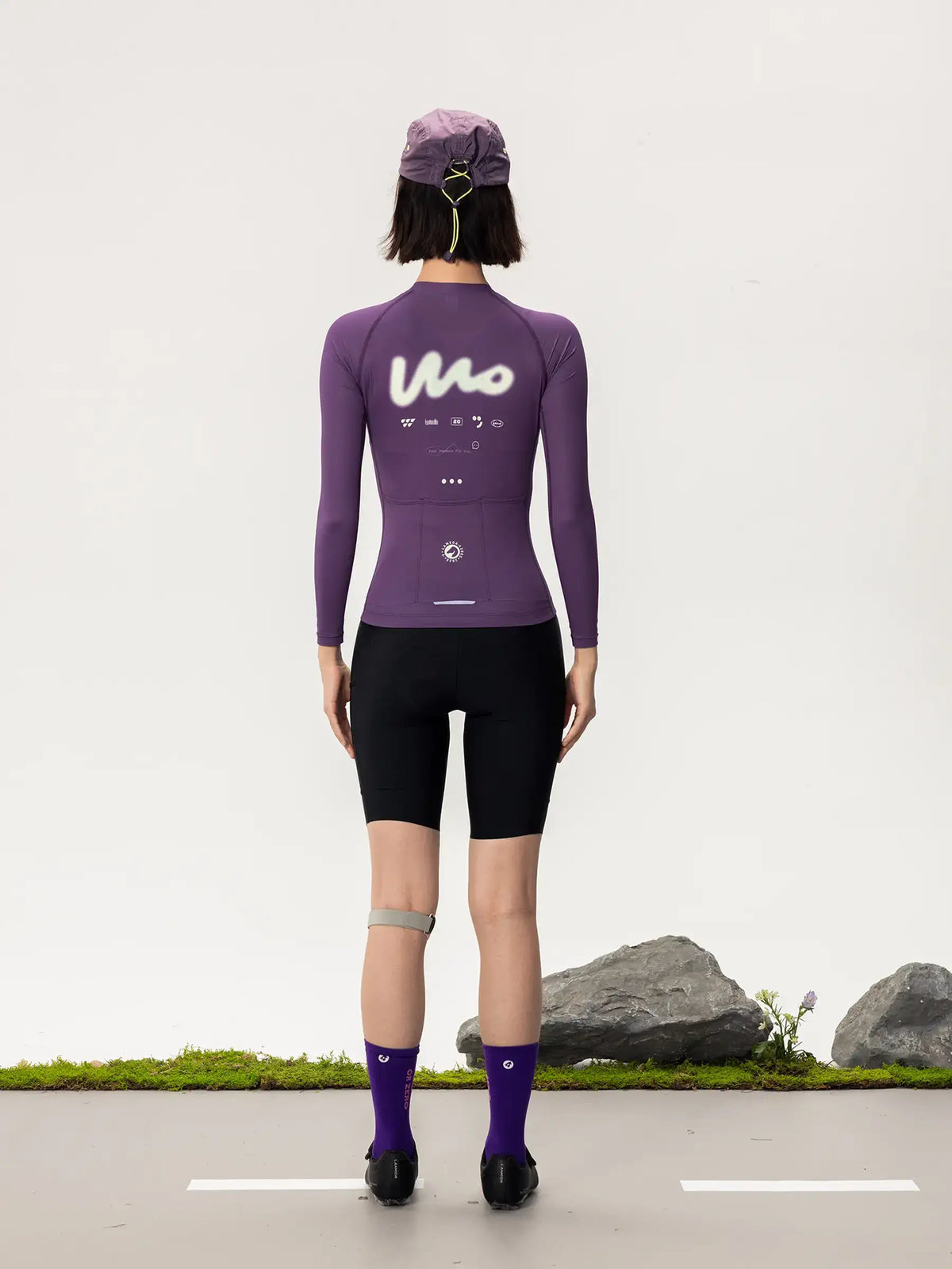 Purple long-sleeved wow unisex jersey 2026SSZ898 featuring white mo logo and subtle graphics lameda women’s cycling jersey